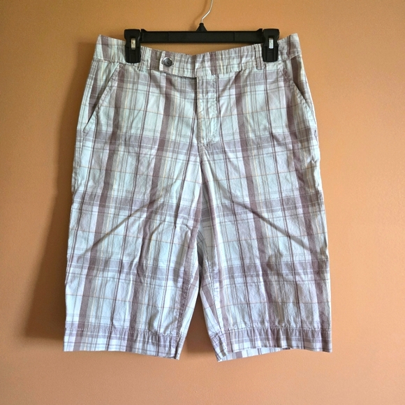 Bandolino Pants - Bandolinoblu Plaid Shorts, Waist=15.5"